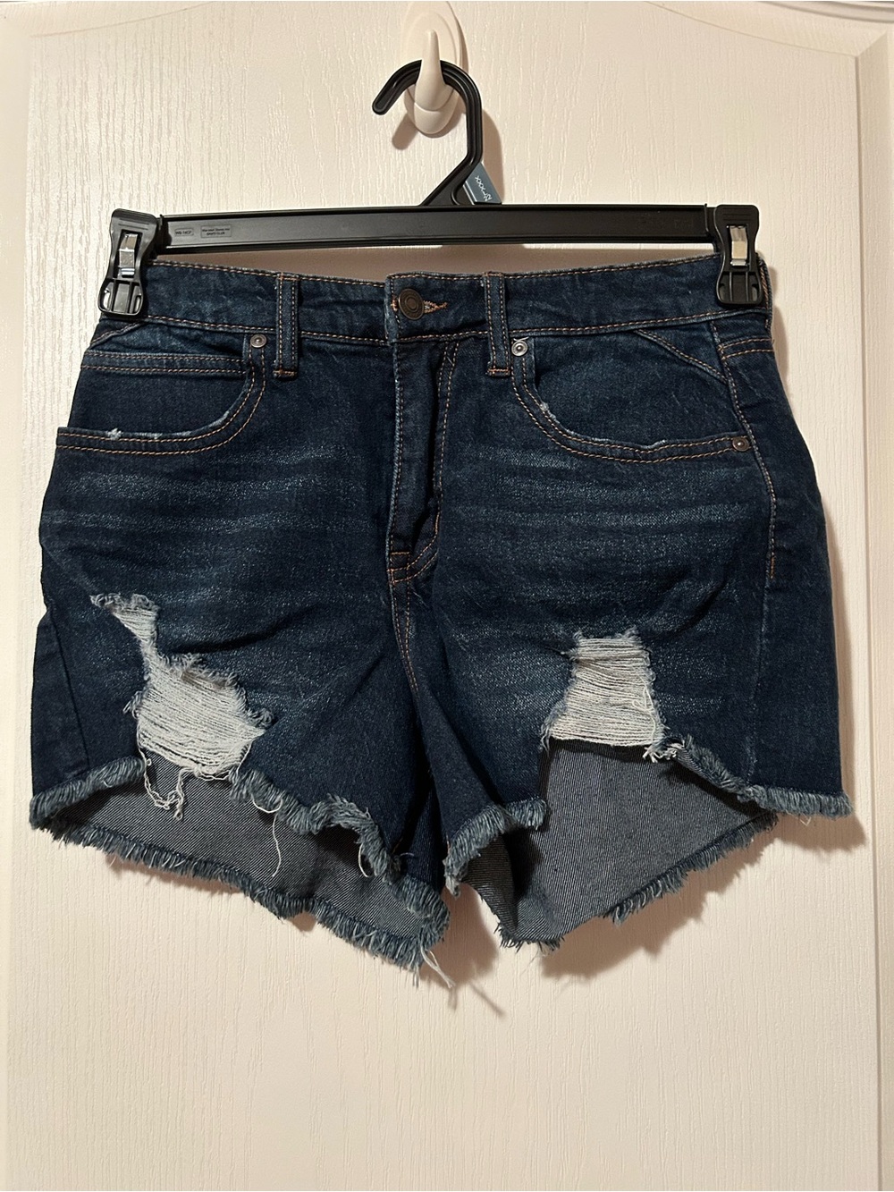 Sofia by Sofia Vergara Dark Blue Distressed Jean Shorts